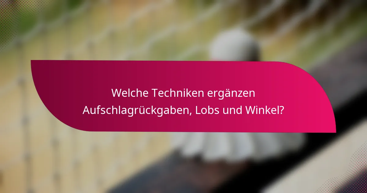 Welche Techniken ergänzen Aufschlagrückgaben, Lobs und Winkel?